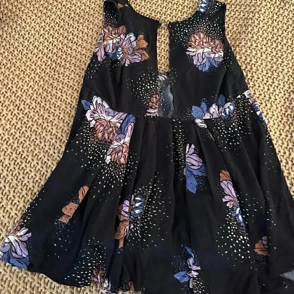 Free People Lovely Day Black Floral Print Dress - Size X-Small - Picture 7 of 8